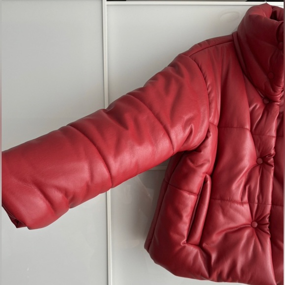 NANUSHKA Hide Quilted Padded Vegan
Leather Jacket Red - Picture 4 of 9